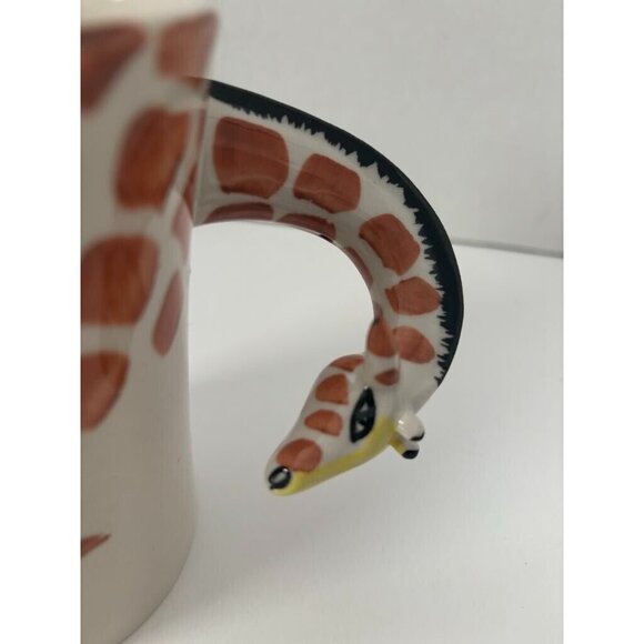 PIER 1 IMPORTS GIRAFFE Handpainted Stoneware MUG with Head & Neck Handle - Picture 4 of 6